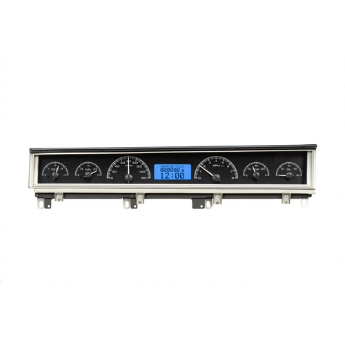 Dakota Digital Gauge Kit, 1968- 70 Mopar B-Body: Coronet, Belvedere, Satellite and Road Runner, Analog, Black Background, Alloy Style Face, Blue Displ