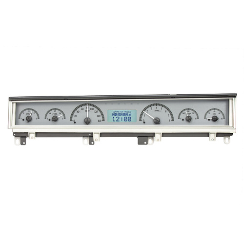 Dakota Digital Gauge Kit, 1968- 70 Mopar B-Body: Coronet, Belvedere, Satellite and Road Runner, Analog, Silver Background, Alloy Style Face, White Dis