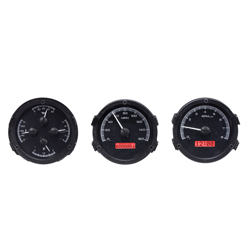 Dakota Digital Gauge Kit, 1968- 69 Oldsmobile Cutlass, F-85 and 442, Analog, Black Background, Alloy Style Face, Red Display