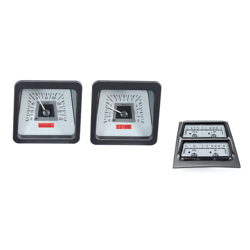 Dakota Digital Gauge Kit, 1973 For Camaro with Console gauges, Analog, Silver Background, Alloy Style Face, Red Display