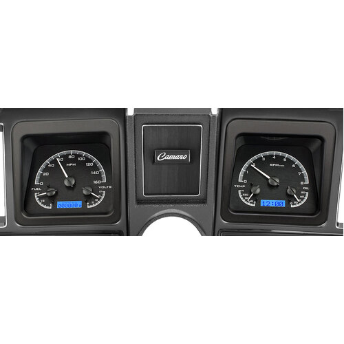 Dakota Digital Gauge Kit, 1969 For Camaro, Analog, Black Background, Alloy Style Face, Blue Display