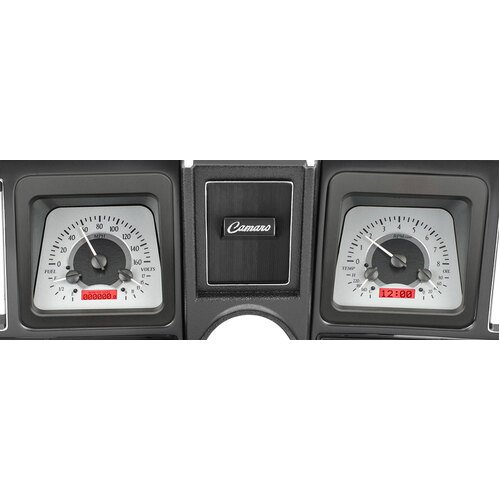 Dakota Digital Gauge Kit, 1973 For Camaro, Analog, Silver Background, Alloy Style Face, Red Display