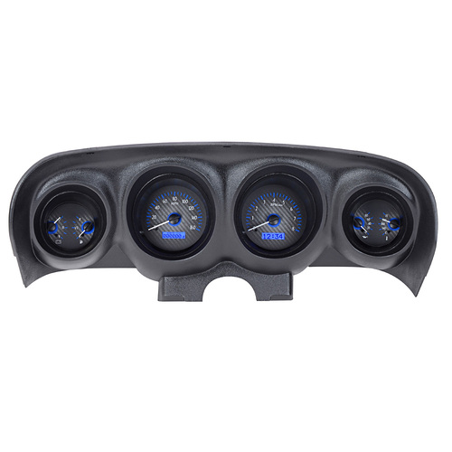 Dakota Digital Gauge Kit, 1969- 70 For Ford For Mustang, Analog, Carbon Fiber Background, Alloy Style Face, Blue Display