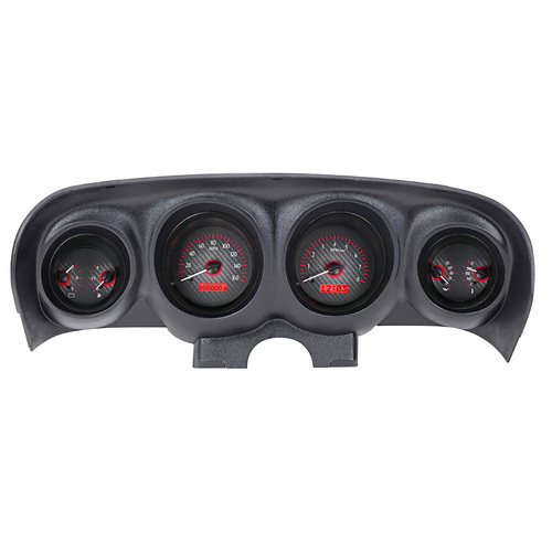Dakota Digital Gauge Kit, 1969- 70 For Ford For Mustang, Analog, Carbon Fiber Background, Alloy Style Face, Red Display
