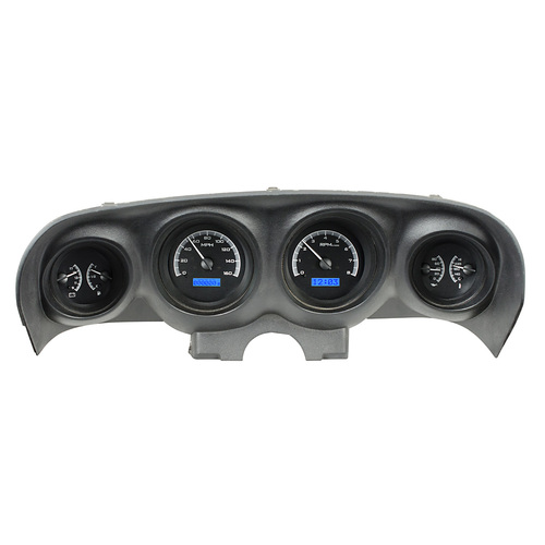 Dakota Digital Gauge Kit, 1969- 70 For Ford For Mustang, Analog, Black Background, Alloy Style Face, Blue Display