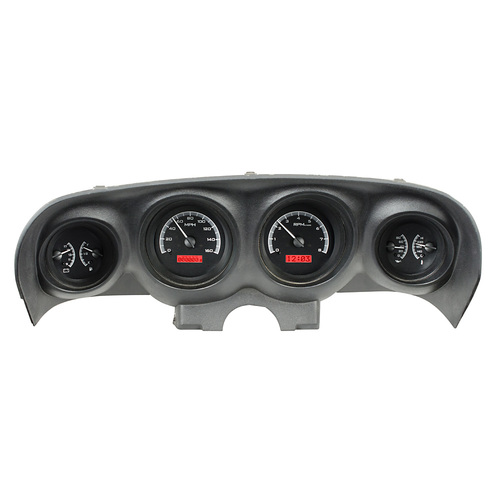 Dakota Digital Gauge Kit, 1969- 70 For Ford For Mustang, Analog, Black Background, Alloy Style Face, Red Display