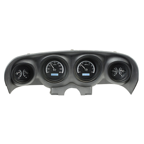 Dakota Digital Gauge Kit, 1969- 70 For Ford For Mustang, Analog, Black Background, Alloy Style Face, White Display