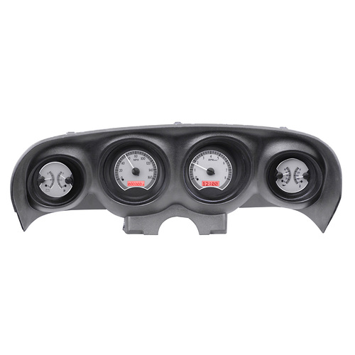 Dakota Digital Gauge Kit, 1969- 70 For Ford For Mustang, Analog, Silver Background, Alloy Style Face, Red Display