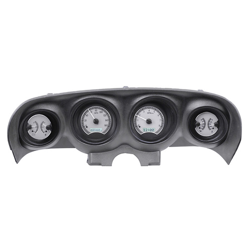 Dakota Digital Gauge Kit, 1969- 70 For Ford For Mustang, Analog, Silver Background, Alloy Style Face, White Display
