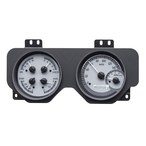 Dakota Digital Gauge Kit, 1974 For Pontiac For Firebird, Analog, Silver Background, Alloy Style Face, White Display