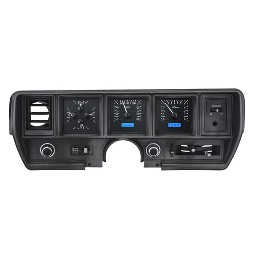 Dakota Digital Gauge Kit, 1970- 72 For Buick Skylark, Analog, Black Background, Alloy Style Face, Blue Display