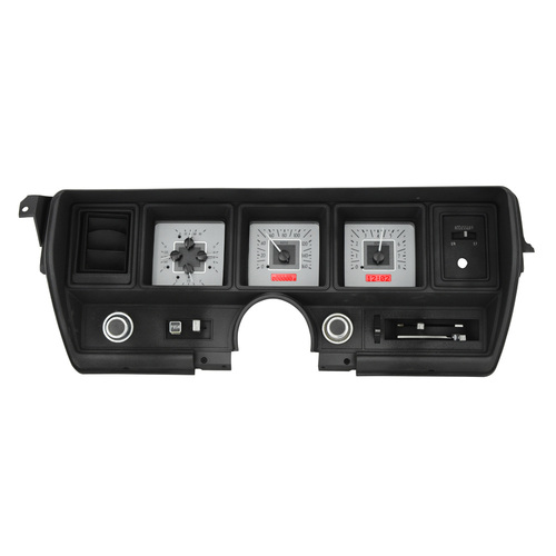 Dakota Digital Gauge Kit, 1970- 72 For Buick Skylark, Analog, Silver Background, Alloy Style Face, Red Display
