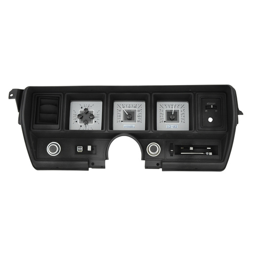 Dakota Digital Gauge Kit, 1970- 72 For Buick Skylark, Analog, Silver Background, Alloy Style Face, White Display