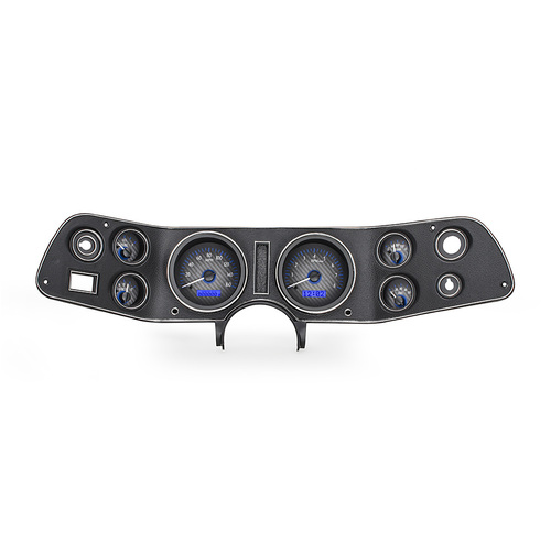 Dakota Digital Gauge Kit, 1970- 81 For Camaro, Analog, Carbon Fiber Background, Alloy Style Face, Blue Display