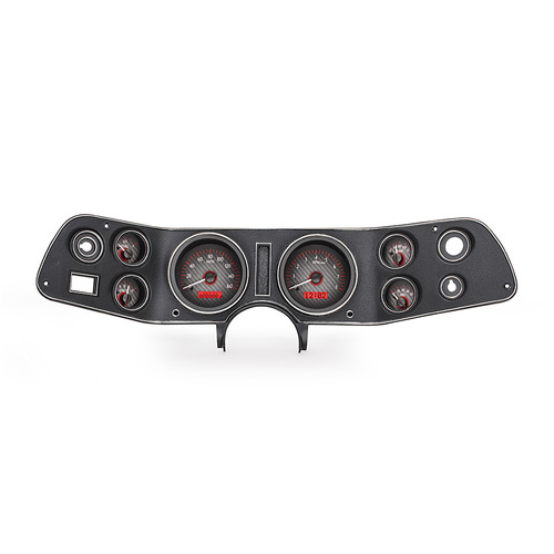 Dakota Digital Gauge Kit, 1976 For Pontiac GTO/ Le Mans, Analog, Carbon Fiber Background, Alloy Style Face, Red Display
