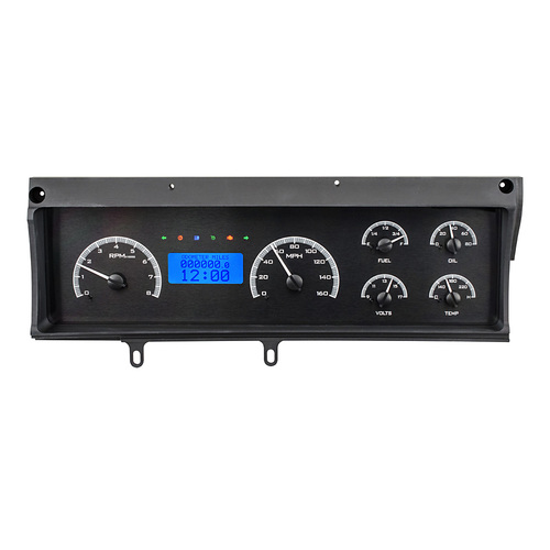 Dakota Digital Gauge Kit, 1970- 72 For Chevrolet Malibu/ non SS For Chevelle/ El Camino, Analog, Black Background, Alloy Style Face, Blue Display