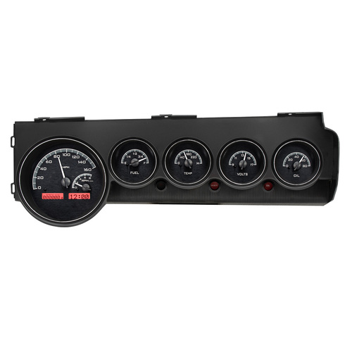 Dakota Digital Gauge Kit, 1970- 74 Mopar E-Body: Challenger & Barracuda, Analog, Black Background, Alloy Style Face, Red Display