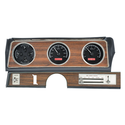 Dakota Digital Gauge Kit, 1970- 72 Oldsmobile Cutlass, Analog, Black Background, Alloy Style Face, Red Display