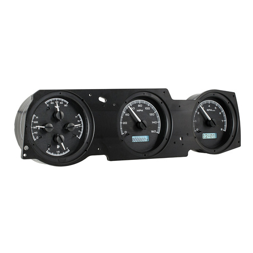 Dakota Digital Gauge Kit, 1970- 72 Oldsmobile Cutlass, Analog, Black Background, Alloy Style Face, White Display