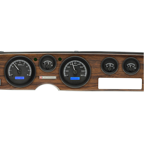 Dakota Digital Gauge Kit, 1970- 81 For Pontiac For Firebird, Analog, Black Background, Alloy Style Face, Blue Display