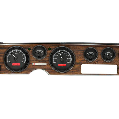 Dakota Digital Gauge Kit, 1970- 81 For Pontiac For Firebird, Analog, Black Background, Alloy Style Face, Red Display