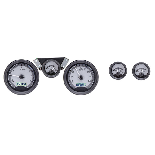 Dakota Digital Gauge Kit, 1970- 81 For Pontiac For Firebird, Analog, Silver Background, Alloy Style Face, White Display