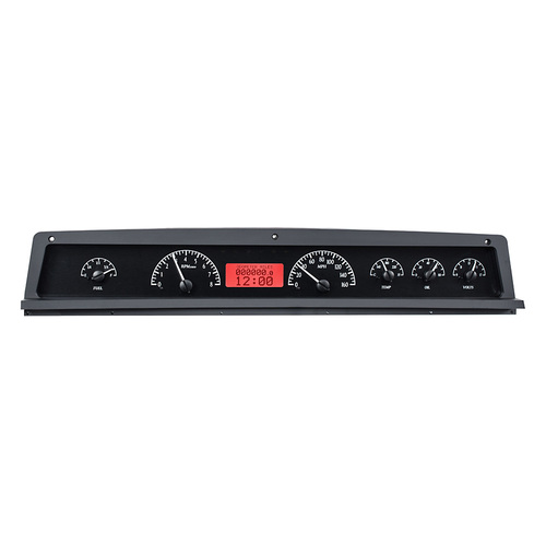 Dakota Digital Gauge Kit, 1971- 76 For Chevrolet Caprice/ For Impala, Analog, Black Background, Alloy Style Face, Red Display