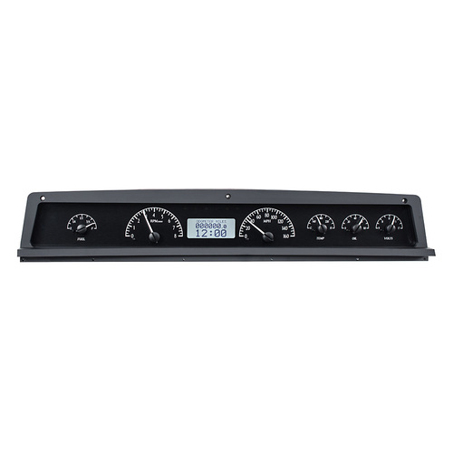 Dakota Digital Gauge Kit, 1971- 76 For Chevrolet Caprice/ For Impala, Analog, Black Background, Alloy Style Face, White Display