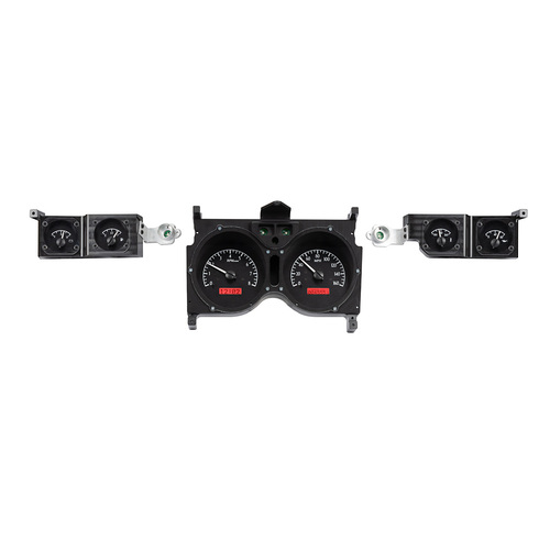 Dakota Digital Gauge, Analong, 1973-77 For Chevrolet For Chevelle / Monte Carlo VHX System, Black Alloy Style Face, Red Display, Each