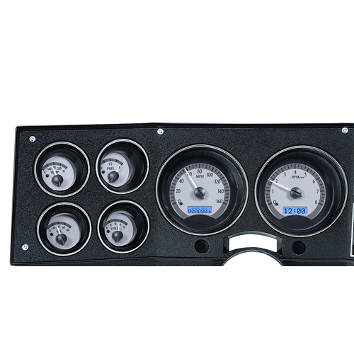 Dakota Digital Gauge Kit, 1973- 87 For Chevrolet Pickup, 1973- 91 For Chevrolet Blazer, GMC Jimmy and Suburbans, Analog, Silver Background, Alloy Styl