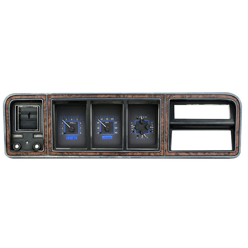 Dakota Digital Gauge Kit, 1973- 79 For Ford Pickup, 78- 79 Bronco, Analog, Carbon Fiber Background, Alloy Style Face, Blue Display