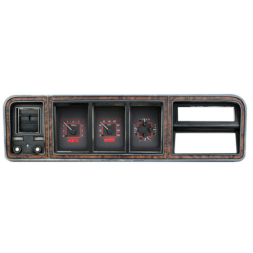 Dakota Digital Gauge Kit, 1973- 79 For Ford Pickup, 78- 79 Bronco, Analog, Carbon Fiber Background, Alloy Style Face, Red Display