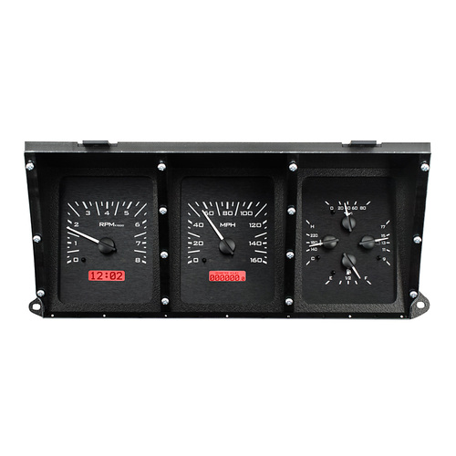 Dakota Digital Gauge Kit, 1973- 79 For Ford Pickup, 78- 79 Bronco, Analog, Black Background, Alloy Style Face, Red Display
