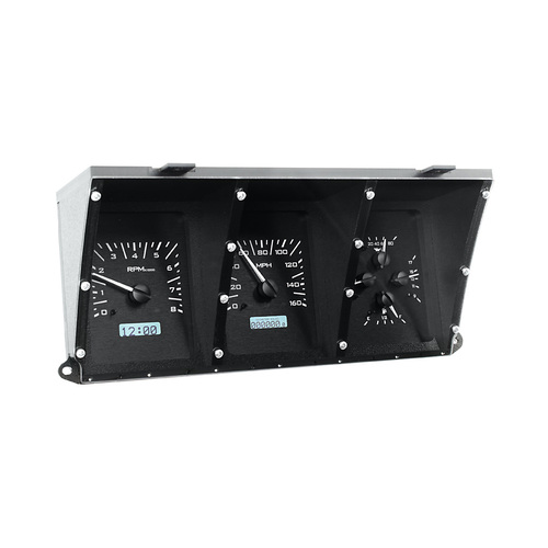 Dakota Digital Gauge Kit, 1973- 79 For Ford Pickup, 78- 79 Bronco, Analog, Black Background, Alloy Style Face, White Display