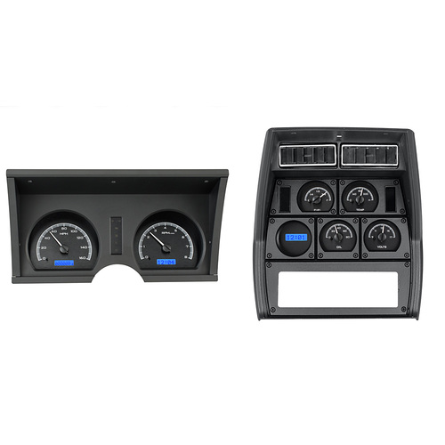 Dakota Digital Gauge Kit, 1978- 82 For Chevrolet Corvette, Message Center, Carbon Fiber Background, Alloy Style Face, Blue Display