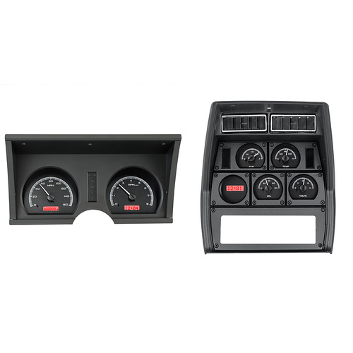 Dakota Digital Gauge Kit, 1978- 82 For Chevrolet Corvette, Message Center, Black Background, Alloy Style Face, Red Display