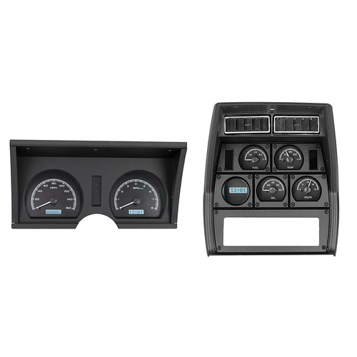 Dakota Digital Gauge Kit, 1978- 82 For Chevrolet Corvette, Message Center, Black Background, Alloy Style Face, White Display