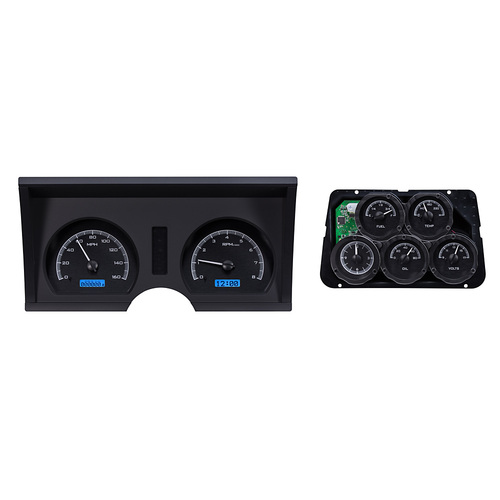 Dakota Digital Gauge Kit, 1978- 82 For Chevrolet Corvette, Analog, Carbon Fiber Background, Alloy Style Face, Blue Display