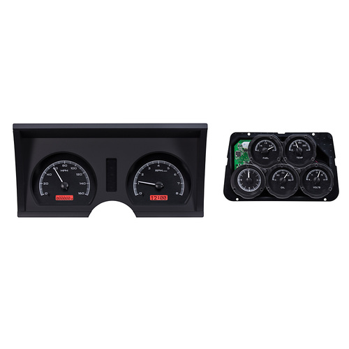 Dakota Digital Gauge Kit, 1978- 82 For Chevrolet Corvette, Analog, Black Background, Alloy Style Face, Red Display