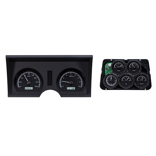 Dakota Digital Gauge Kit, 1978- 82 For Chevrolet Corvette, Analog, Black Background, Alloy Style Face, White Display