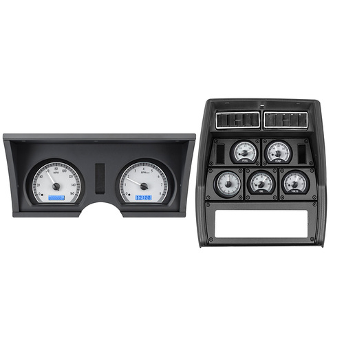 Dakota Digital Gauge Kit, 1978- 82 For Chevrolet Corvette, Analog, Silver Background, Alloy Style Face, Blue Display