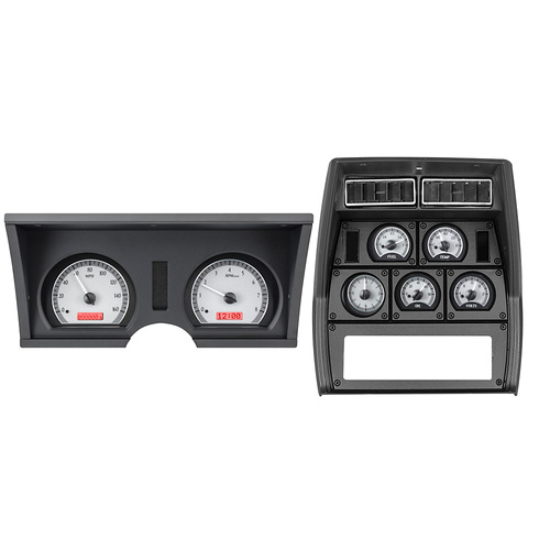 Dakota Digital Gauge Kit, 1978- 82 For Chevrolet Corvette, Analog, Silver Background, Alloy Style Face, Red Display