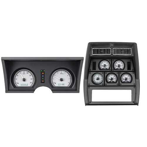 Dakota Digital Gauge Kit, 1978- 82 For Chevrolet Corvette, Analog, Silver Background, Alloy Style Face, White Display