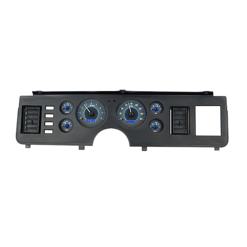 Dakota Digital Gauge Kit, 1979- 86 For Ford For Mustang, Analog, Carbon Fiber Background, Alloy Style Face, Blue Display
