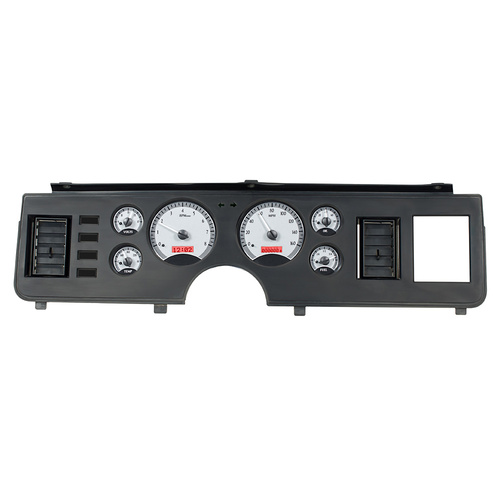 Dakota Digital Gauge Kit, 1979- 86 For Ford For Mustang, Analog, Silver Background, Alloy Style Face, Red Display