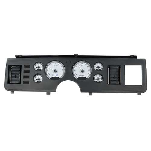 Dakota Digital Gauge Kit, 1979- 86 For Ford For Mustang, Analog, Silver Background, Alloy Style Face, White Display