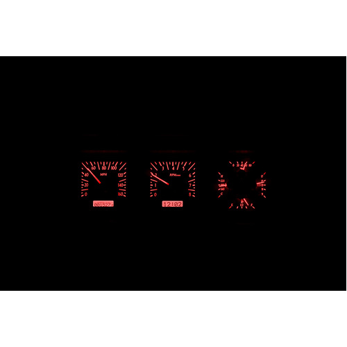 Dakota Digital Gauge Kit, 1980- 86 For Ford Pickup and Bronco, Analog, Black Background, Alloy Style Face, Red Display