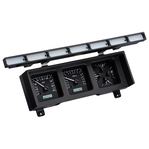 Dakota Digital Gauge Kit, 1980- 86 For Ford Pickup and Bronco, Analog, Black Background, Alloy Style Face, White Display
