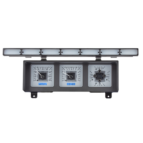 Dakota Digital Gauge Kit, 1980- 86 For Ford Pickup and Bronco, Analog, Silver Background, Alloy Style Face, Blue Display