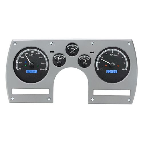 Dakota Digital Gauge Kit, 1982- 89 For Chevrolet For Camaro, Analog, Black Background, Alloy Style Face, Blue Display